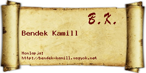 Bendek Kamill névjegykártya
